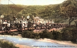 School children on Swing Bridge, Owharoa